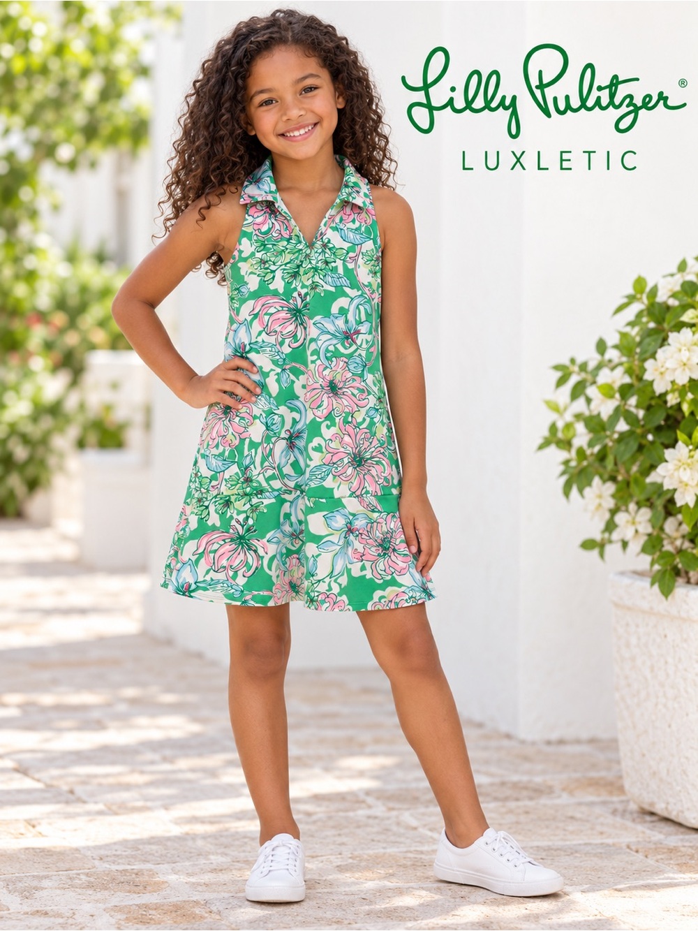 Lilly Pulitzer Luxletic Dania Active Dress Spearmint Blossom Views Large EUC